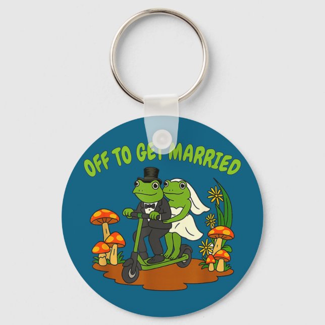 Frog meme wedding bachelorette party off to get keychain (Front)