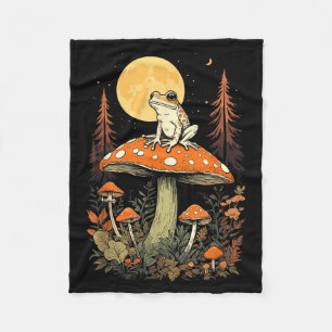 Frog Moon Mushroom Forest Nature Aesthetic Cottage Fleece Blanket