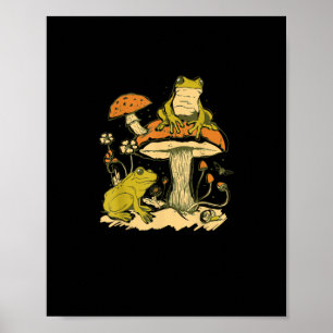 Frog Mushroom Cottagecore Aesthetic Goblincore Cut Poster