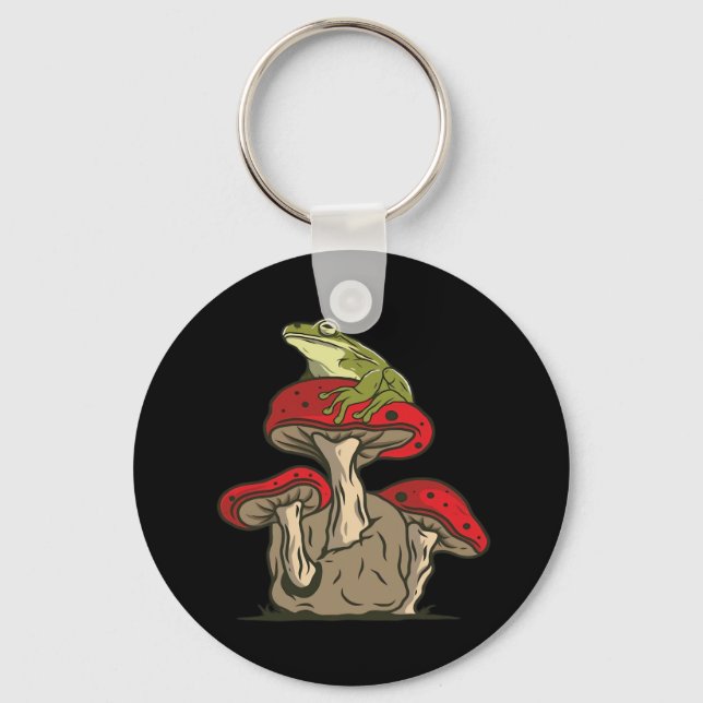 Frog  Mushroom Cottagecore Classic Keychain (Front)