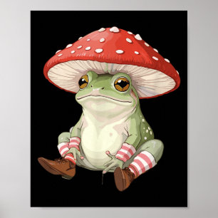 Frog Mushroom Forest Nature Aesthetic Cottagecore Poster