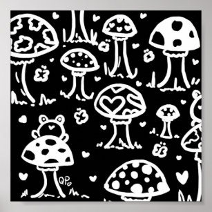 Frog Mushroom Garden Poster