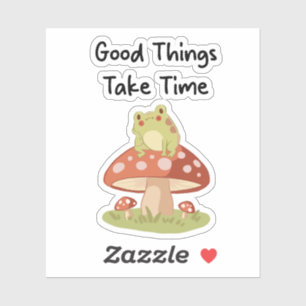 Frog Mushroom - Good Things Take Time Illustration
