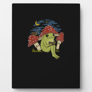 Frog Mushroom Hat Reading Book - Cottagecore Gobli Plaque