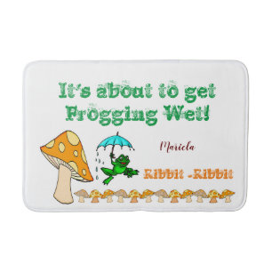 Frog Mushroom Ribbit Bathroom Bath Mat