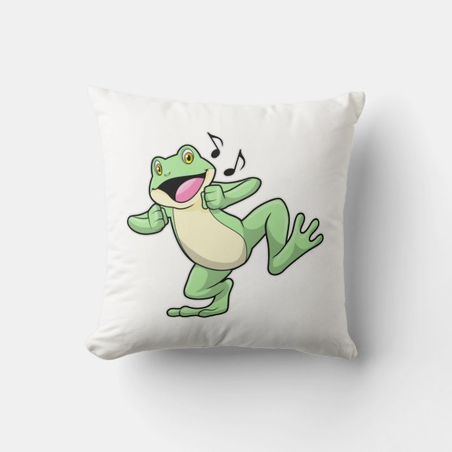 Frog Music Dance Throw Pillow (Front)