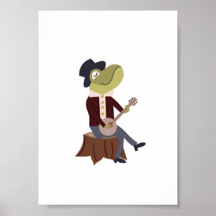 Frog Musician Poster