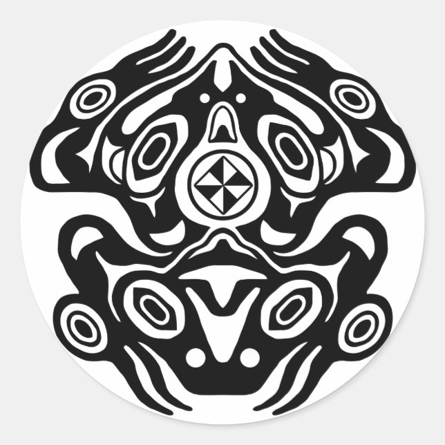 Frog Native American Design Classic Round Sticker (Front)