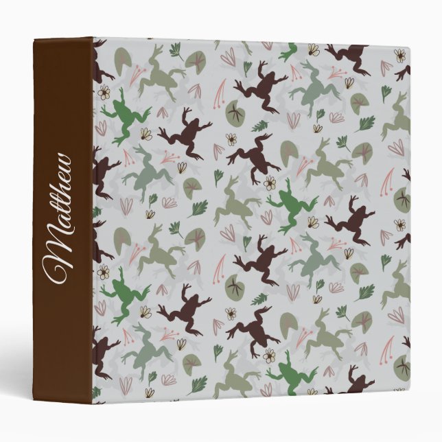 Frog Nature Pattern School  Binder (Front/Spine)