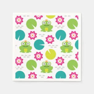 Frog & Nenuphar Seamless Pattern Napkin