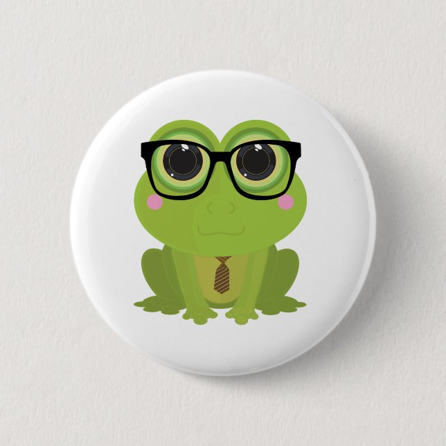 Frog Nerd 2 Inch Round Button (Front)