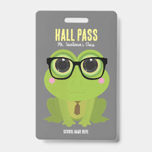 Frog Nerd Hall Pass Badge