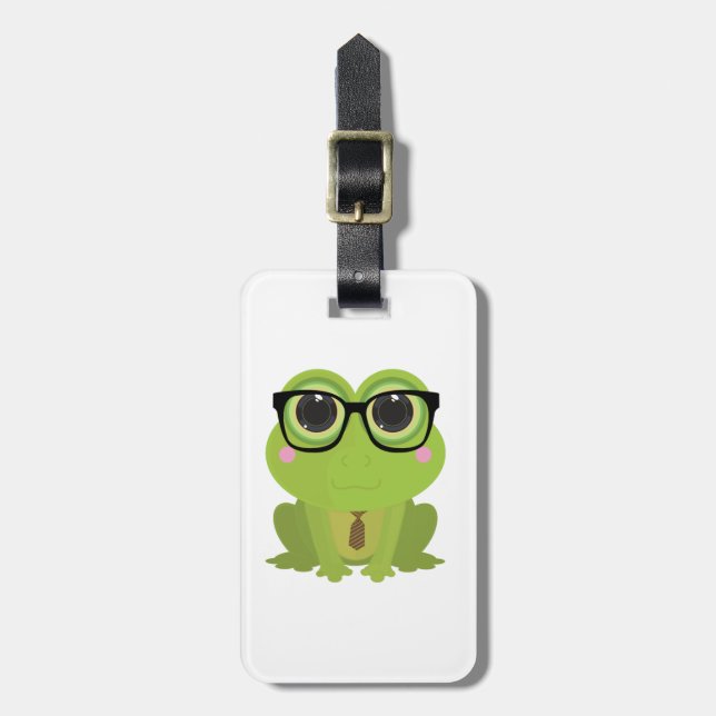 Frog Nerd Luggage Tag (Front Vertical)