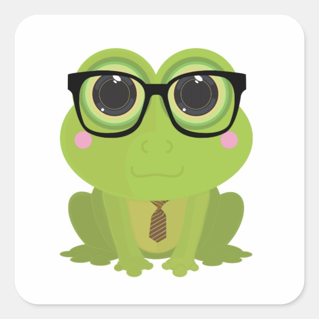 Frog Nerd Square Sticker (Front)