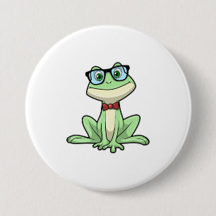 Frog Nerd Student Glasses Tie 3 Inch Round Button