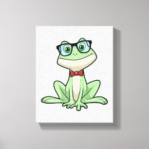 Frog Nerd Student Glasses Tie Canvas Print