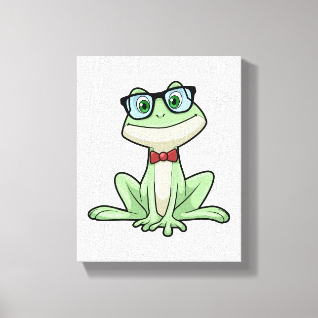 Frog Nerd Student Glasses Tie Canvas Print (Front)