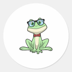 Frog Nerd Student Glasses Tie Classic Round Sticker