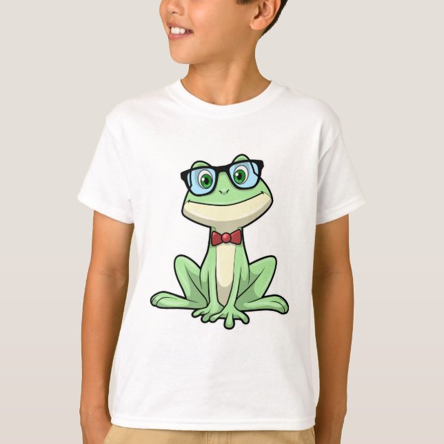 Frog Nerd Student Glasses Tie T-Shirt (Front)