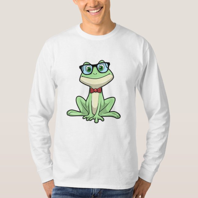 Frog Nerd Student Glasses Tie T-Shirt (Front)
