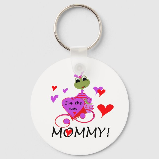 Frog New Mommy T-shirts and Gifts Keychain (Front)
