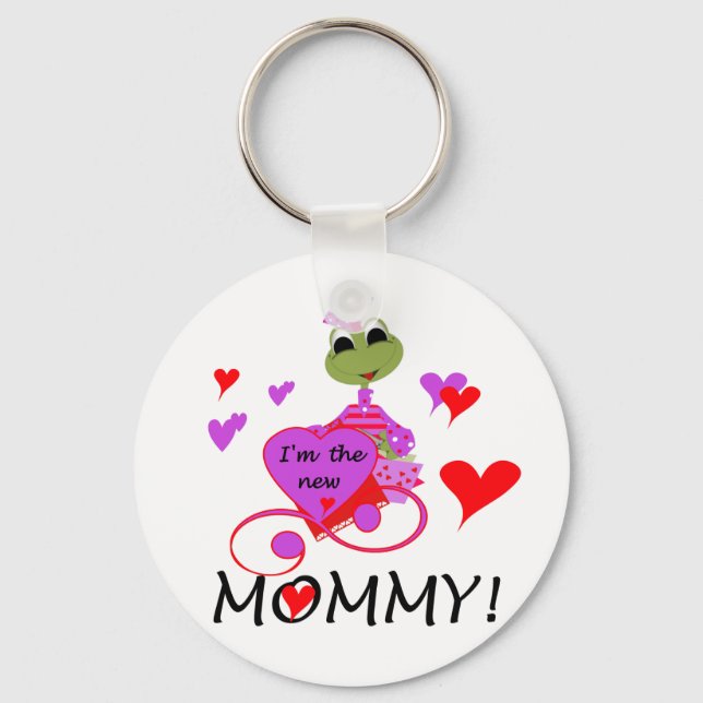 Frog New Mommy T-shirts and Gifts Keychain (Front)