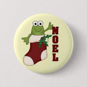Frog Noel Holiday Tshirts and Gifts 2 Inch Round Button