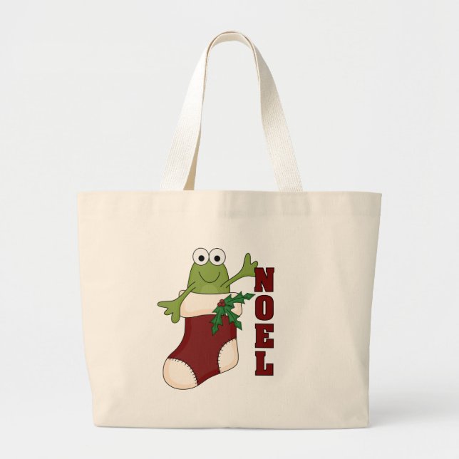 Frog Noel Holiday Tshirts and Gifts Large Tote Bag (Front)