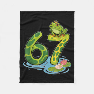 Frog Number 67 Or 67th Birthday Cool Meme Six Seve Fleece Blanket