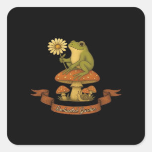 Frog Of The Garden Fairycore  Cottagecore Frog And Square Sticker