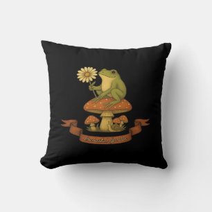 Frog of the Garden Fairycore Cottagecore Frog Throw Pillow