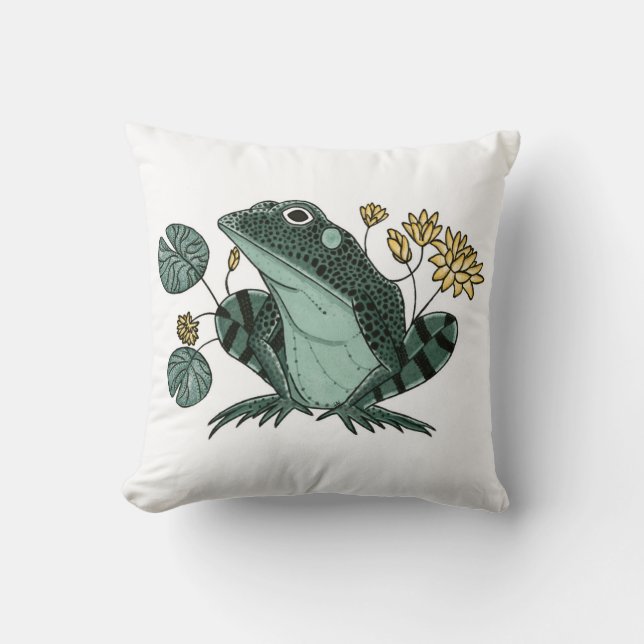 Frog of the Pond Throw Pillow (Front)