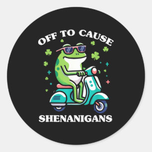 Frog off to cause shenanigans st patricks day funn classic round sticker