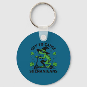 Frog off to cause shenanigans st patricks day funn keychain