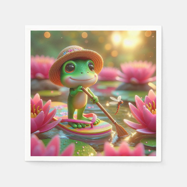 Frog On A Flip-Flop In a Pond Napkin (Front)