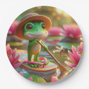 Frog On A Flip-Flop In a Pond Paper Plate