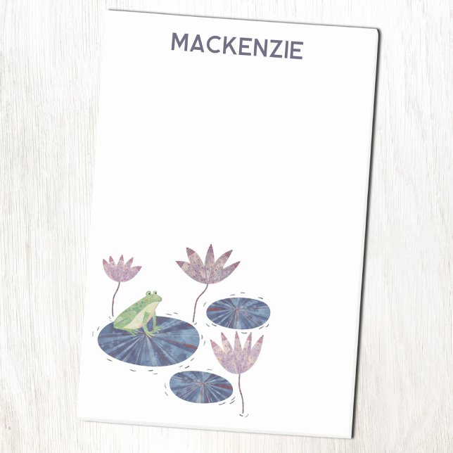 Frog on a Lily Leaf Personalized Post-it Notes (Fun Frog personalized custom name Post-it sticky notes)