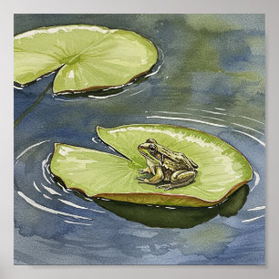 Frog on a Lily Pad Poster