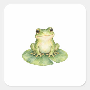 Frog on a Lily Pad Square Sticker