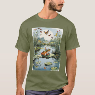 Frog On A Lily Pad with Butterflies T-Shirt