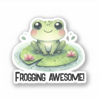 Frog on a Lilypad Sticker