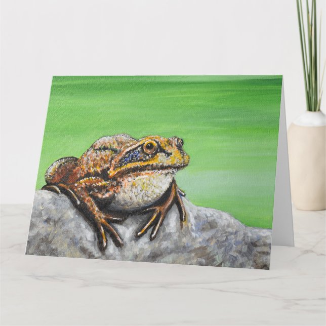 Frog on a Rock painting Card (Front)