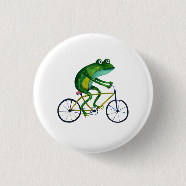 Frog On Bicycle 1 Inch Round Button (Front)