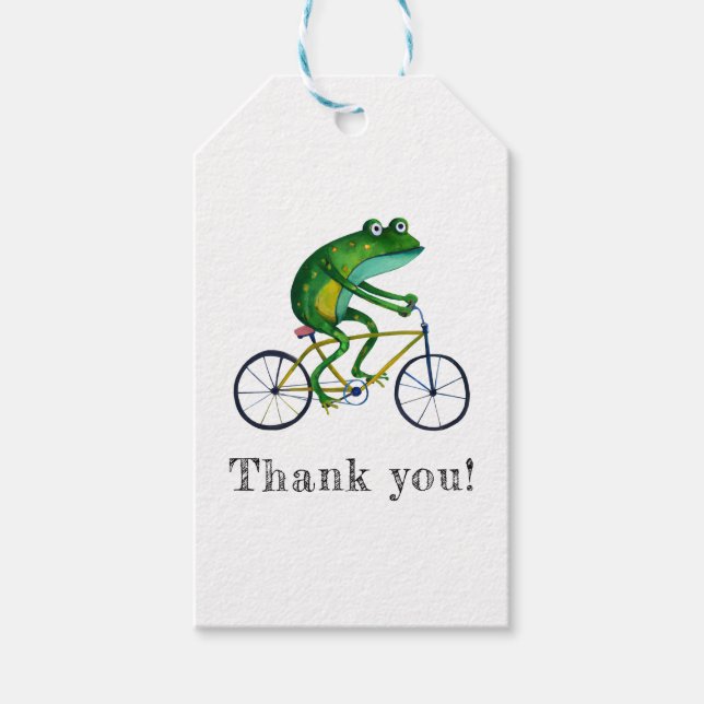 Frog On Bicycle Gift Tags (Front)