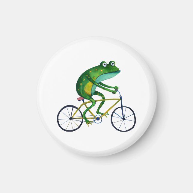 Frog On Bicycle Magnet (Front)