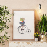 Frog on Bicycle Poster<br><div class="desc">A quirky and whimsical old timey frog character inspired by vintage drawings.</div>