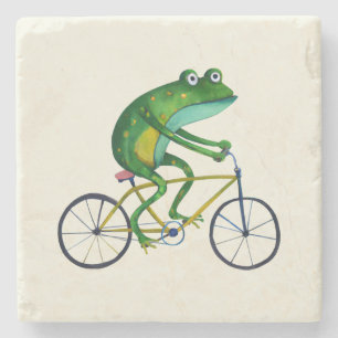 Frog On Bicycle Stone Coaster