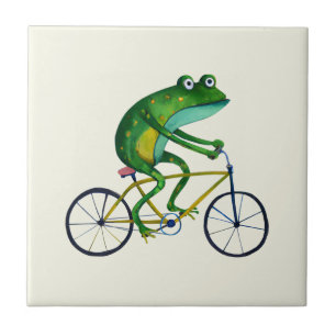 Frog On Bicycle Tile