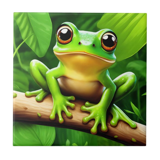 Frog on branch Nature Art Tile (Front)