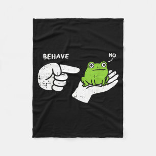Frog On Hand Behave Funny Meme Cartoon Men Women Fleece Blanket